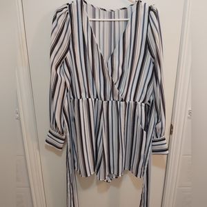 White Striped Romper In White, Black and Blue  Size Medium (M)